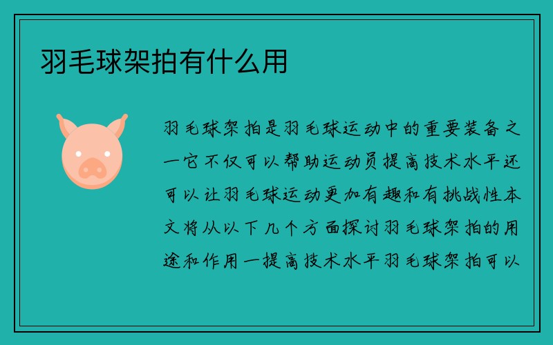 羽毛球架拍有什么用